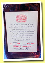 Bowmore 1969/1979 ‘Bicentenary’ (56.2%, OB, Fecchio & Frassa for Federico Minetti, sherry, cask #315, 300 bottles)